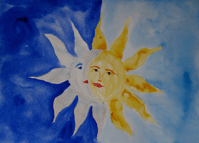 ANB Communications has just released cards, posters of artist-astrologer Anne Nordhaus-Bike’s Moon and Sun watercolor painting.