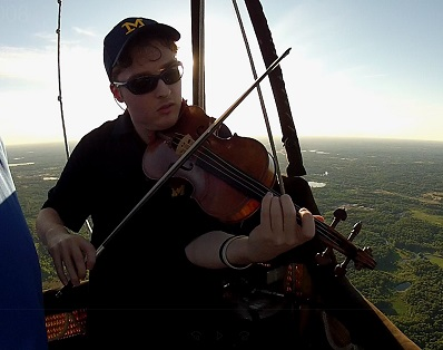 Stuart Carlson Perform on a Violin in a Hot Air Balloon in Michigan