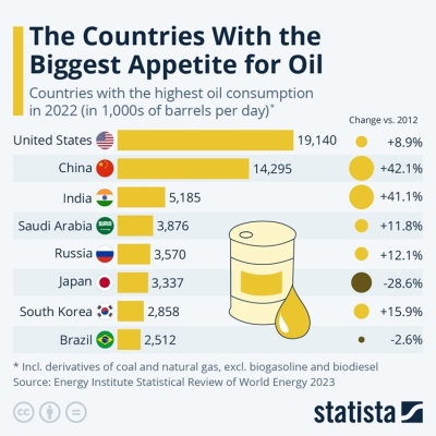 Countries With Biggest Appetite for Oil