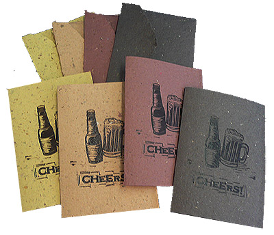 Handmade Recycled Beer Paper Cards in Wheat, Pilsner, Amber, and Porter
