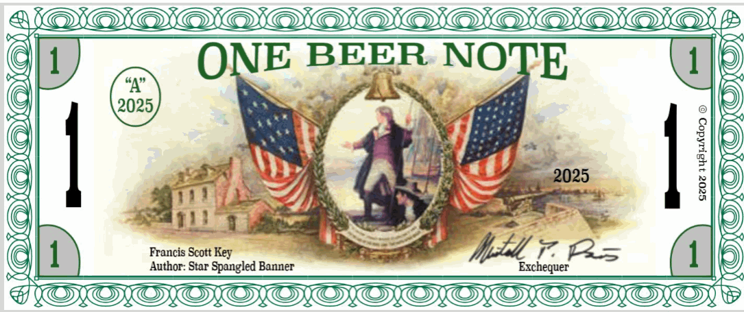 New Beer Banknote Now Available – Emergency Printable Version Included with Order Form