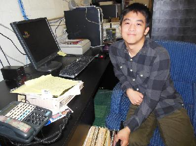 Volunteer Eric Bai hard at work fundraising