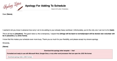 Apology Letter Templates