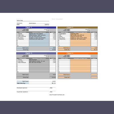 printable time sheets