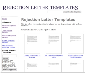 Rejection Letter Sample Wording