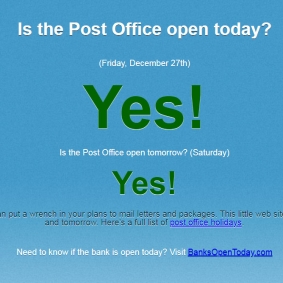 Post Office Holidays