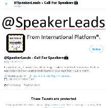 Call For Speakers -- Beta Launch May 1, 2021.   Follow at www.Twiter.com/SpeakerLeads