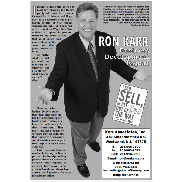 Ron Karr -- CSP  -- Sales Leadership Expert